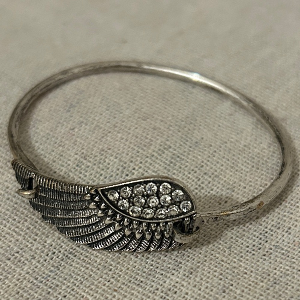 Silver Angel Wing Bangle Bracelet